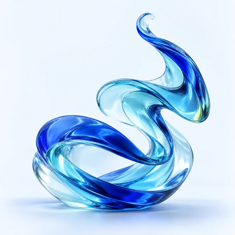 Flowing blue glass wave